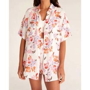 NEW Z SUPPLY clearwater floral shirt in white sand